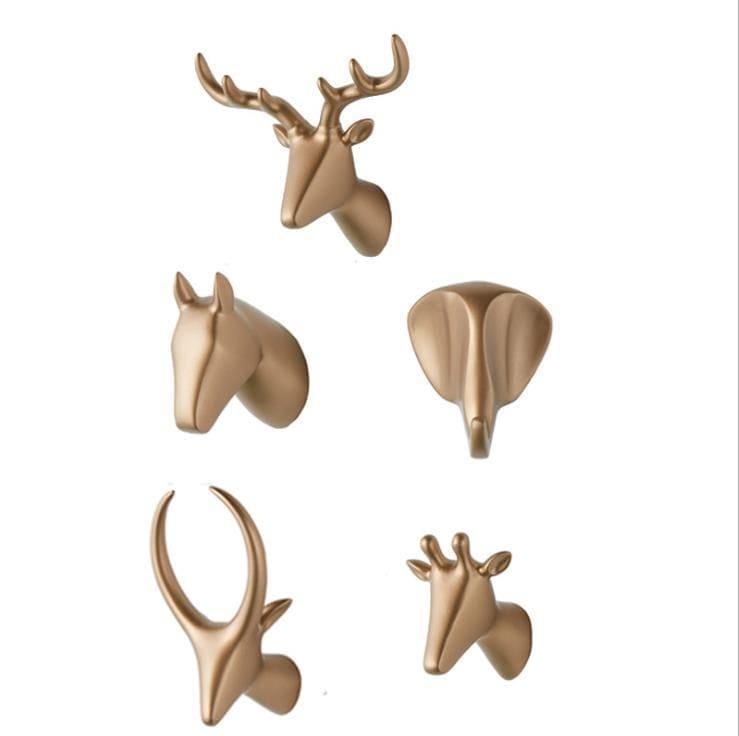 Modern European Style Creative Resin Animal Art Handmade Cloth Hook Keys Holder Door Knob Pull Clothes Hook