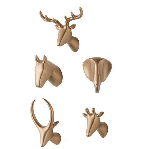 Modern European Style Creative Resin Animal Art Handmade Cloth Hook Keys Holder Door Knob Pull Clothes Hook
