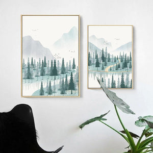 Modern Minimalist Forest And River Poster Landscape Painting Print Canvas Painting Picture Home Wall Art Decoration Custom