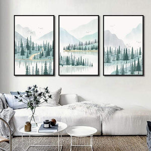 Modern Minimalist Forest And River Poster Landscape Painting Print Canvas Painting Picture Home Wall Art Decoration Custom