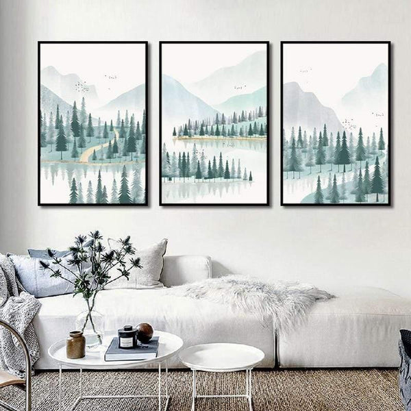Modern Minimalist Forest And River Poster Landscape Painting Print Canvas Painting Picture Home Wall Art Decoration Custom