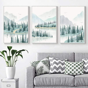 Modern Minimalist Forest And River Poster Landscape Painting Print Canvas Painting Picture Home Wall Art Decoration Custom