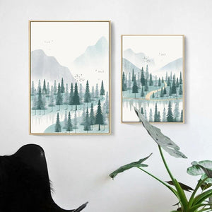Modern Minimalist Forest And River Poster Landscape Painting Print Canvas Painting Picture Home Wall Art Decoration Custom