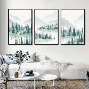 Modern Minimalist Forest And River Poster Landscape Painting Print Canvas Painting Picture Home Wall Art Decoration Custom