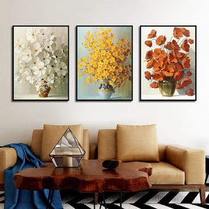 Planet Gates Modern Minimalist Potted Flower Poster Red Yellow Orange Flower Print Canvas Painting Home Wall Art Decoration Can Be Customized