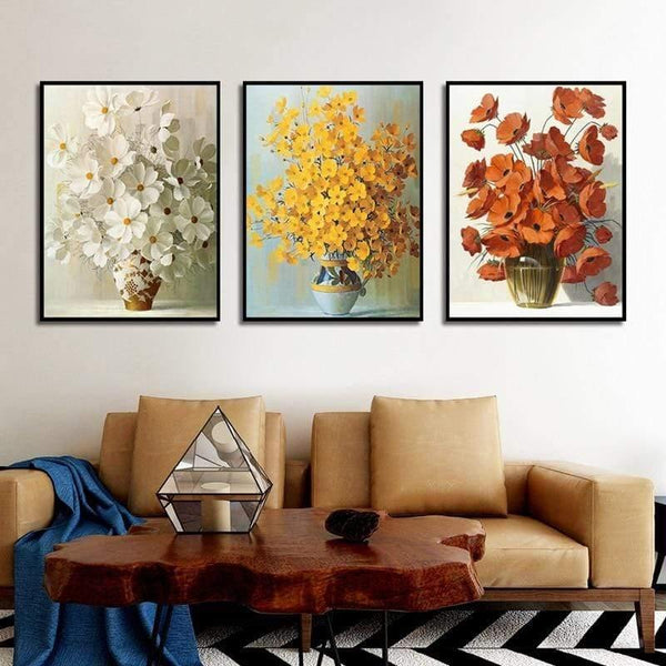 Planet Gates Modern Minimalist Potted Flower Poster Red Yellow Orange Flower Print Canvas Painting Home Wall Art Decoration Can Be Customized