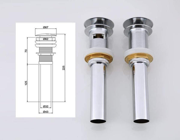 Planet Gates Modern Style Bathroom Basin  Pop Up Vanity Vessel Sink Drain With Overflow Hole F65 F65-2