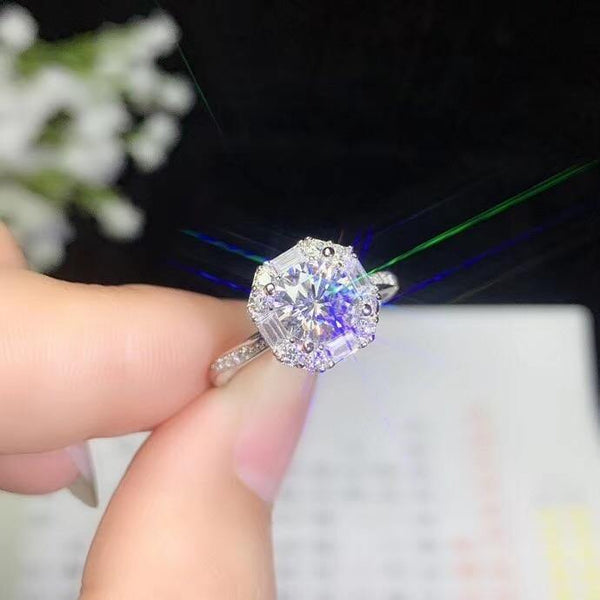 Planet Gates Moissanite, 925 Silver fashion design, strong fire color,diamond, high hardness 1ct stone