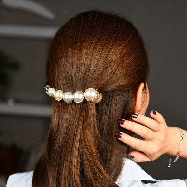 Molans Pearls Solid Banana Hair Clips In Women's Hair Accessories Ponytail Barrettes Elegant Hair Claws Hairpins