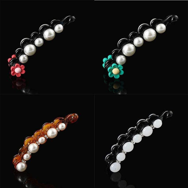 Molans Pearls Solid Banana Hair Clips In Women's Hair Accessories Ponytail Barrettes Elegant Hair Claws Hairpins