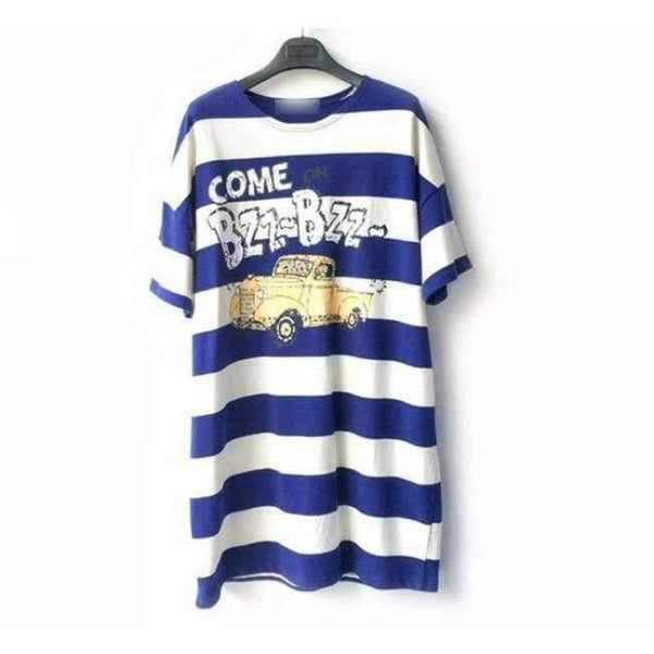 Planet Gates Moms Clothes Summer shirts Pregnant Clothes Strip Tops  O-neck Mid-Calf Casual Plus Size Maternity Dresses 9107