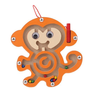 Planet Gates monkey Children Magnetic Maze Toy Kids Wooden Puzzle Game Toy Kids Early Educational Brain Teaser Wooden Toy Intellectual Jigsaw Board