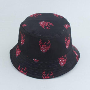 Planet Gates monster Harajuku Punk Black Fisherman Hat Panama Bob Casquette Dragon Print Bucket Hats For Women Men Hip Hop Cap Gorro