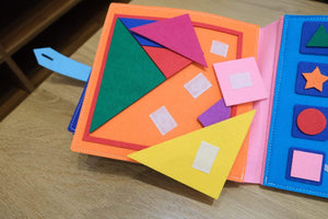 Planet Gates Montessori Baby Busy Toys Felt Cloth Book Early Educational Math Toy Tangram Shape Color Match Board Learning Basic Life Skill