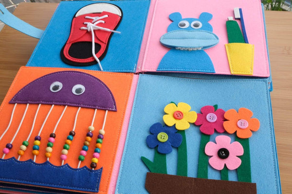 Planet Gates Montessori Baby Busy Toys Felt Cloth Book Early Educational Math Toy Tangram Shape Color Match Board Learning Basic Life Skill