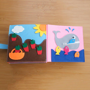 Planet Gates Montessori Baby Busy Toys Felt Cloth Book Early Educational Math Toy Tangram Shape Color Match Board Learning Basic Life Skill