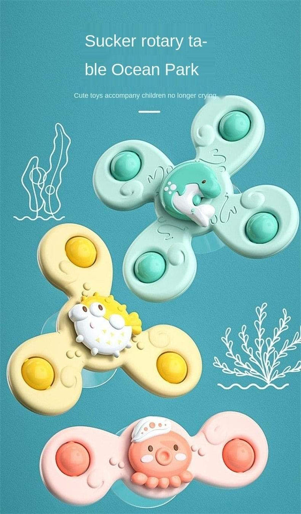 Planet Gates Montessori Baby Spin Top Bath Toys For Boy Children Bathing Sucker Spinner Suction Cup Toy For Kids 2 To 4 Years Rattles Teether
