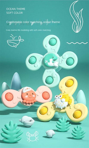 Planet Gates Montessori Baby Spin Top Bath Toys For Boy Children Bathing Sucker Spinner Suction Cup Toy For Kids 2 To 4 Years Rattles Teether