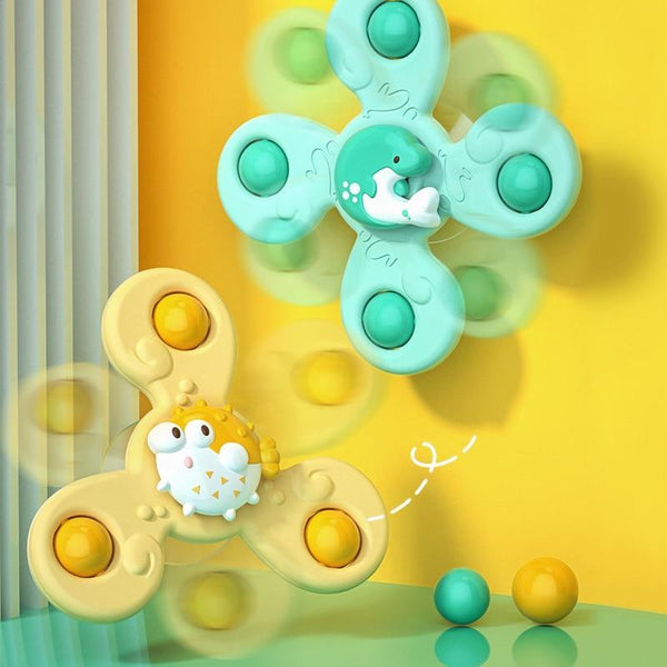 Planet Gates Montessori Baby Spin Top Bath Toys For Boy Children Bathing Sucker Spinner Suction Cup Toy For Kids 2 To 4 Years Rattles Teether