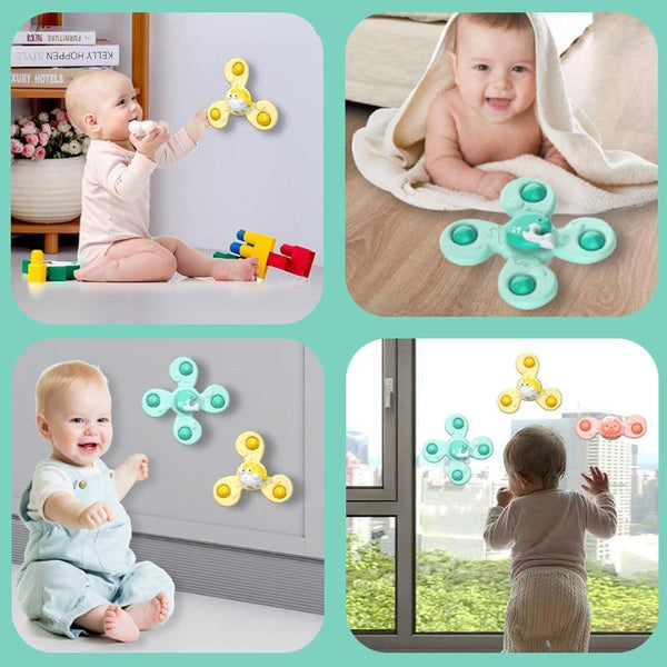 Planet Gates Montessori Baby Spin Top Bath Toys For Boy Children Bathing Sucker Spinner Suction Cup Toy For Kids 2 To 4 Years Rattles Teether
