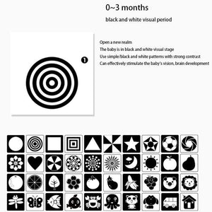 Planet Gates Montessori Baby Visual Stimulation Card Toys Black White Flash Cards High Contrast Visual Stimulation Learning