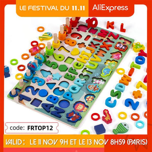 Planet Gates Montessori Educational Wooden Toys Children Busy Board Math Fishing Children's Wooden Preschool Montessori Toy Counting Geometry