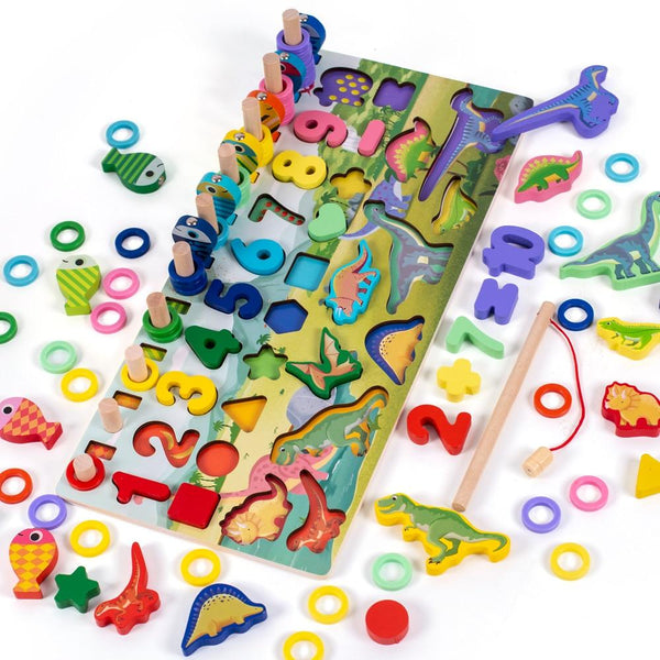 Planet Gates Montessori Educational Wooden Toys Children Busy Board Math Fishing Children's Wooden Preschool Montessori Toy Counting Geometry