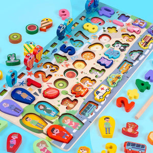 Planet Gates Montessori Educational Wooden Toys Children Busy Board Math Fishing Children's Wooden Preschool Montessori Toy Counting Geometry
