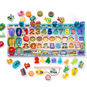 Planet Gates Montessori Educational Wooden Toys Children Busy Board Math Fishing Children's Wooden Preschool Montessori Toy Counting Geometry