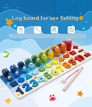 Planet Gates Montessori Educational Wooden Toys Children Busy Board Math Fishing Children's Wooden Preschool Montessori Toy Counting Geometry
