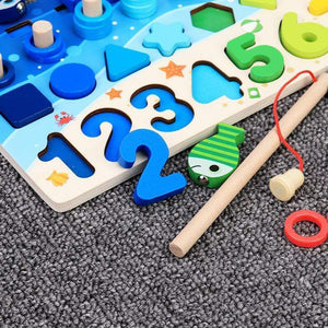Planet Gates Montessori Educational Wooden Toys Children Busy Board Math Fishing Children's Wooden Preschool Montessori Toy Counting Geometry