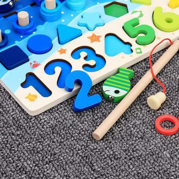 Planet Gates Montessori Educational Wooden Toys Children Busy Board Math Fishing Children's Wooden Preschool Montessori Toy Counting Geometry