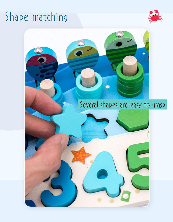 Planet Gates Montessori Educational Wooden Toys Children Busy Board Math Fishing Children's Wooden Preschool Montessori Toy Counting Geometry