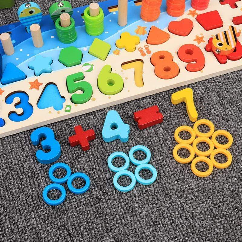 Montessori Educational Wooden Toys Children Busy Board Math Fishing Ch ...