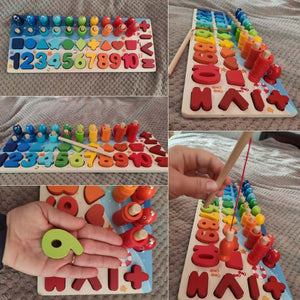 Planet Gates Montessori Educational Wooden Toys Children Busy Board Math Fishing Children's Wooden Preschool Montessori Toy Counting Geometry