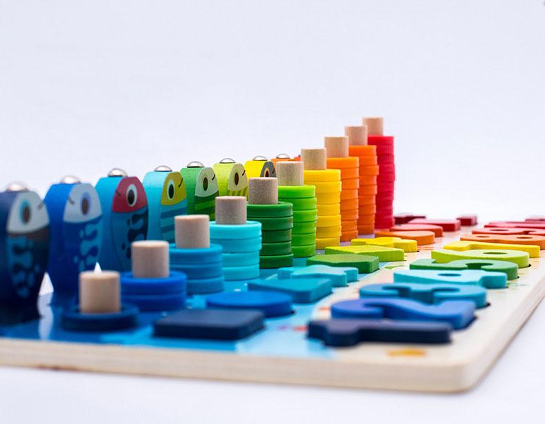 Montessori Educational Wooden Toys Children Busy Board Math Fishing Ch ...