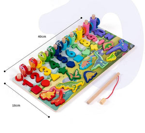 Planet Gates Montessori Educational Wooden Toys Children Busy Board Math Fishing Children's Wooden Preschool Montessori Toy Counting Geometry