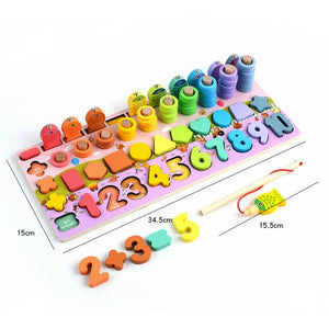 Planet Gates Montessori Educational Wooden Toys Children Busy Board Math Fishing Children's Wooden Preschool Montessori Toy Counting Geometry