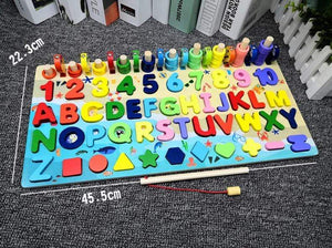 Planet Gates Montessori Educational Wooden Toys Children Busy Board Math Fishing Children's Wooden Preschool Montessori Toy Counting Geometry