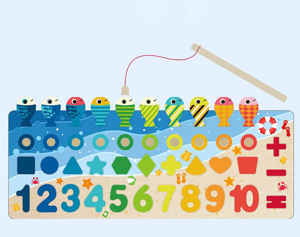 Planet Gates Montessori Educational Wooden Toys Children Busy Board Math Fishing Children's Wooden Preschool Montessori Toy Counting Geometry