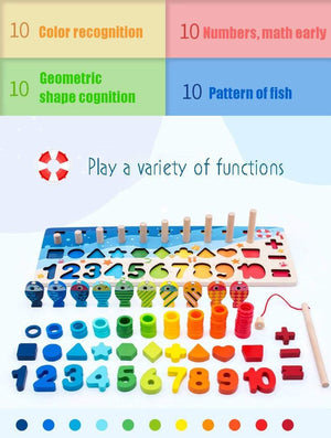 Planet Gates Montessori Educational Wooden Toys Children Busy Board Math Fishing Children's Wooden Preschool Montessori Toy Counting Geometry