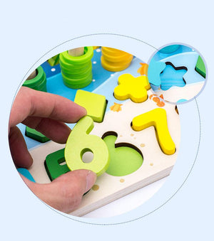 Planet Gates Montessori Educational Wooden Toys Children Busy Board Math Fishing Children's Wooden Preschool Montessori Toy Counting Geometry