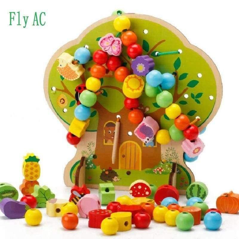 Planet Gates Montessori Learning Education Wooden Toys Cartoon fruit tree Fruit Beads Educational Toy For Children Birthday gift