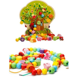 Planet Gates Montessori Learning Education Wooden Toys Cartoon fruit tree Fruit Beads Educational Toy For Children Birthday gift