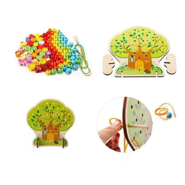 Planet Gates Montessori Learning Education Wooden Toys Cartoon fruit tree Fruit Beads Educational Toy For Children Birthday gift