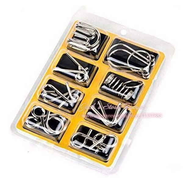 Planet Gates Montessori Materials 8 Pcs/Set Metal Wire Puzzle Iq Mind Brain Teaser Puzzles Game For Adults And Kids 3 Style Good Family Gift