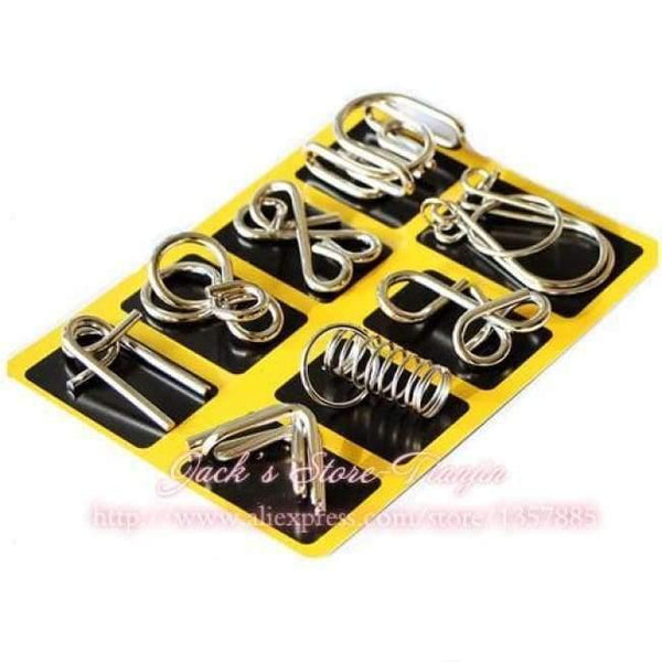 Planet Gates Montessori Materials 8 Pcs/Set Metal Wire Puzzle Iq Mind Brain Teaser Puzzles Game For Adults And Kids 3 Style Good Family Gift