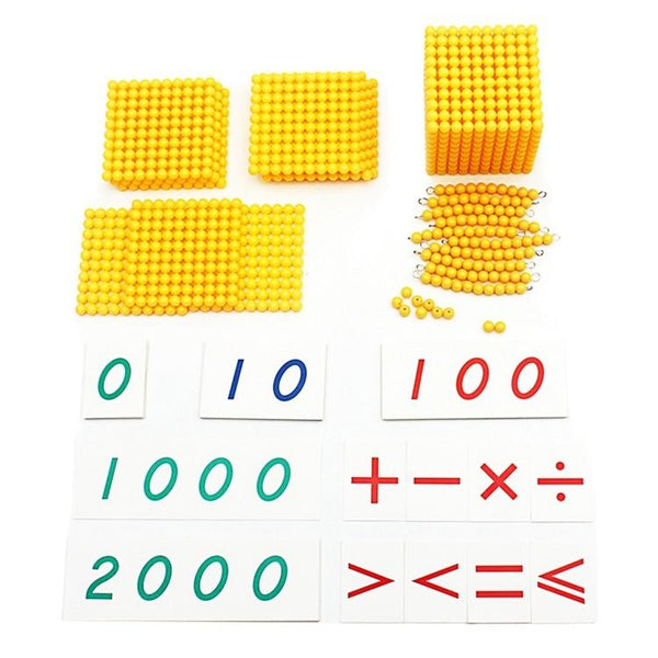 Planet Gates Montessori Materials Bead Math Toy Gold Beads Symbols With Trays Decimal Bank Game Decimals Learning for Preschool Student Gift