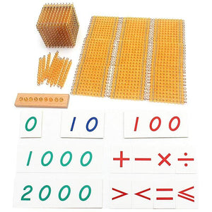 Planet Gates Montessori Materials Bead Math Toy Gold Beads Symbols With Trays Decimal Bank Game Decimals Learning for Preschool Student Gift
