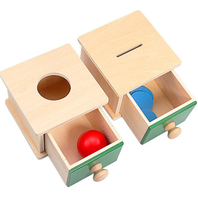 Planet Gates Montessori Materials Match Box Ball Box Coin Box Piggy Bank Set Toys for Toddler Solid Wood Infant Basic Life Skill Toy 8-24 Mon